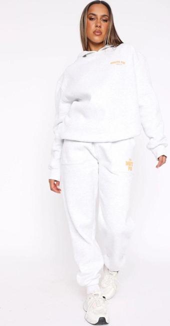 The Champ Clothing White Fox Kadın Vol 3 Baskılı %100 Pamuk Peach Fizz Kapüşonlu Oversize Hoodie