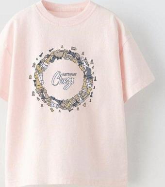 The Champ Clothing Let'S Play Chess Yazılı Dönen Satranç Tasarım Baskılı Pembe Çocuk T-Shirt