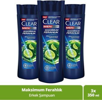 Clear Men Kepeğe Karşı Etkili Şampuan Maksimum Ferahlık 350 Ml X3