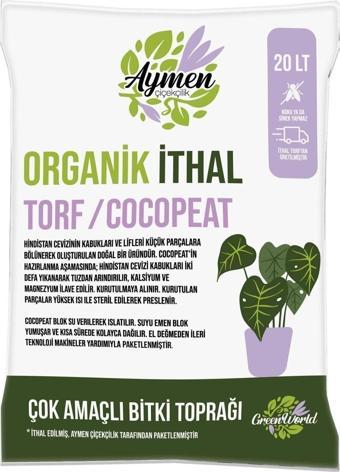 Aymen Çiçekçilik 20 Litre Ithal Torf Cocopeat Ponza Özel Karışım Saksı Harcı Çiçek Ve Bitki Toprağı - Kokopit