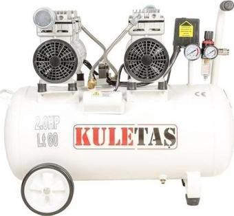 Kuletaş 2HP 8 Bar Süper Sessiz Yağsız Çift Motor Dişçi Hava Kompresörü 60 L