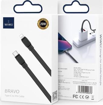 Wiwu Bravo Wİ-C004 Yassı Tasarım 20W Hızlı Şarj Özellikli Type-C to Lightning PD Kablo 1M