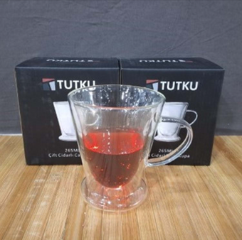 Çift Cidarlı Cam Kupa 265ml