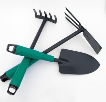 Metal 3 Parça Bahçe Seti - Çapa Tırmık Kürek Set - Bahçe Hobi Seti