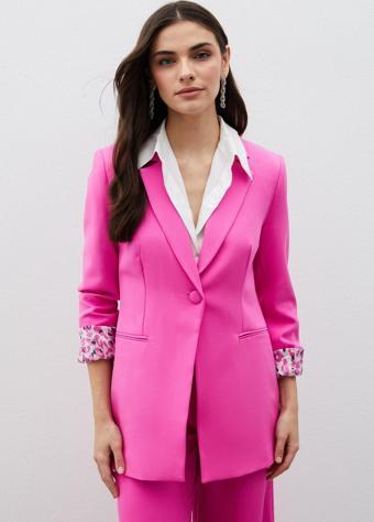 Mono Yaka Klasik Ceket - Pembe