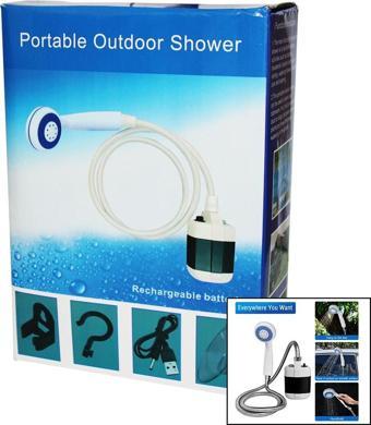 PORTABLE OUTDOOR SHOWER SU-PMP ŞARJLI TAŞİNABİLİR - SEYYAR DUŞ SETİ POMPA - HORTUM - D.BAŞLIK-Findit