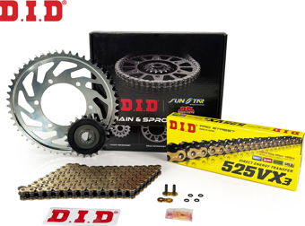 DID Zincir Dişli Seti Yamaha Mt-07 (700 Cc)  (2014-2022) / Zincir : Dıd-525Vx3 (Gold)-108 / Dişli: Jt (16T-43T)