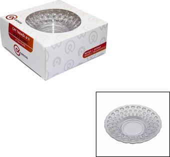 6 PARÇA  ÇAY TABAK KALP DESENLİ ŞEFFAF - BEYAZ MİKA KRİSTAL-Findit