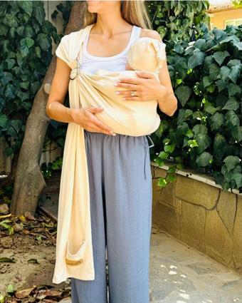 Kubbe Anakucağı Esnek Halkalı Cepli Bebek Taşıma Şalı, Bebek Askısı Wrap Sling