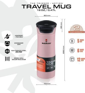 MADMUGS Travel Mug Termos Bardak 0.47 lt Rose Quartz