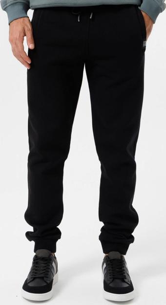Escetic Siyah Kışlık Kalın 3 İplik Lastik Paça Slimfit Erkek Eşofman Altı B1127