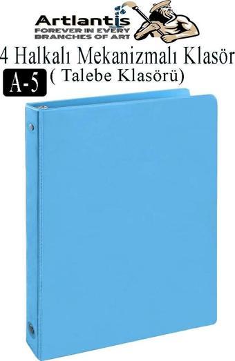 4 Halkalı Klasör 1 Adet A5 PVC Öğrenci ve Ofis Tipi Evrak Sunum Klasörü İç Cepli Otomatik Mekanizmalı Büro Okul Arşivle