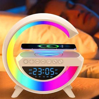 Turgut Ticaret Sr-S10 G-Tasarımlı Rgb Kablosuz Şarj Özellik Dijital Saat Bluetooth Hoparlör Usb/Fm/Tf Kart/Aux