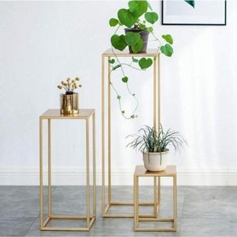 Doffo Pera Gold Metal Üçlü Set Çiçeklik Ve Saksılık