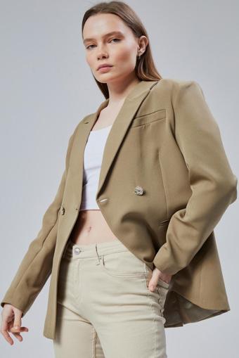 Kadın Kruvaze Kapama Oversize Blazer Ceket