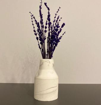 Mini Mermer Desen Çizgili İskandinav Vazo Biblo 7X10 Cm