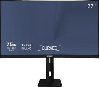Technopc TPL27CS FHD VA 8ms 250Nit HDMI+DP+VGA Asansörlü Ayak Curved 27" Monitör TPMNT10F080656 