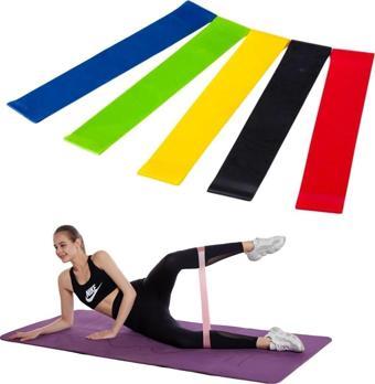 5li Egzersiz Direnç Bant Seti Pilates Crossfit Ekipmanları