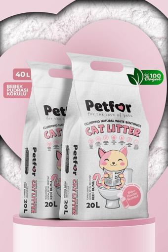 Petfor 20 Lt Bebek Pudralı Kedi Kumu 2 Adet