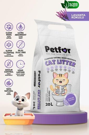 Petfor 20 Lt Lavantalı Kedi Kumu