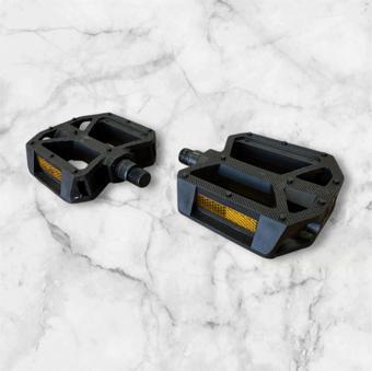 ZOZO Pedal HF-605 Mtb Reflektörlü Bisiklet Pedalı Plastik Dış Yüzey Siyah Geniş Bisiklet Pedal