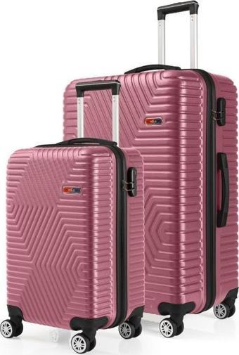 G&D Polo Suitcase Abs Kabin Ve Büyük Boy Gül Kurusu 2'li Valiz Seti 600.08-Set-BK