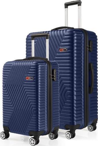 G&D Polo Suitcase Abs Kabin Ve Büyük Boy Lacivert 2'li Valiz Seti 600.04-Set-BK