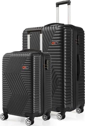 G&D Polo Suitcase Abs Kabin Ve Büyük Boy Siyah 2'li Valiz Seti 600.01-Set-BK