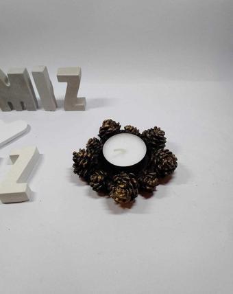 Hobimiz İşimiz Kozalak Tealight Mumluk - Mum Tabağı