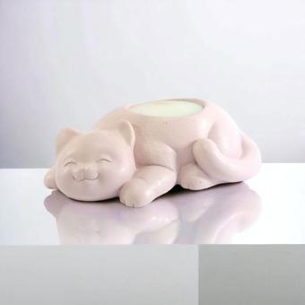 Hobimiz İşimiz Kedi Tealight Mumluk Antik Pembe