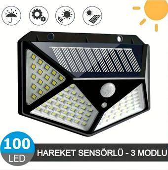 Ecuy 100 Led Güneş Enerjili Solar Bahçe Aydınlatması Hareket Sensörlü Su Geçirmez 3 Farklı Mod Bahçe Işık