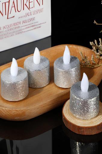 Ecuy Dekoratif 4 Adet Led Tealight Mum Alev Yanma Efektli Led Işıklı Mum Dekor Alevsiz Mum