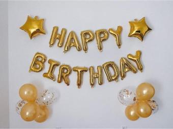 Ecuy Doğum Günü Balon Seti +Happy Birthday Harf Balon +Yıldız Folyo Balon + Konfeti Balon + Lateks Balon