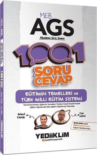 Yediiklim 2025 MEB-AGS Eğitimin Temelleri ve Türk Milli Eğitim Sistemi 1001 Soru Cevap Soru Bankası Çözümlü - Bülent Tan - Yediiklim Yayınları