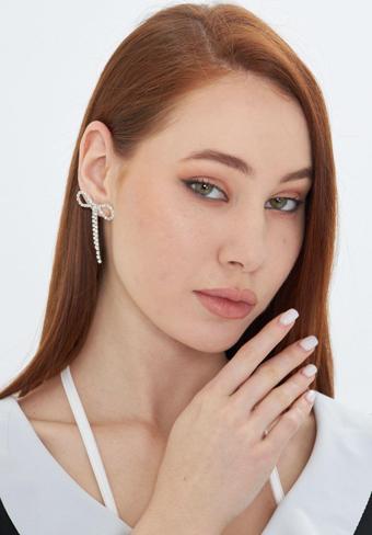 Lesa Wear Zirkon Taşlı Fiyonk Küpe, Sallantılı Küpe, Abiye Küpe
