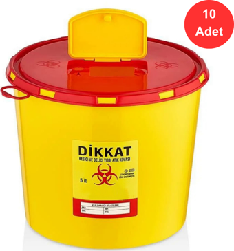 Tıbbi Atık Kovası 5 Litre x 10 Adet  -  Güvenli ve Dayanıklı
