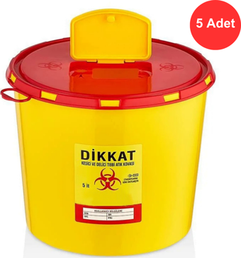 Tıbbi Atık Kovası 5 Litre x 5 Adet  -  Güvenli ve Dayanıklı