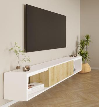 Viesmo Modeno Tv Ünitesi Safir Meşe Beyaz