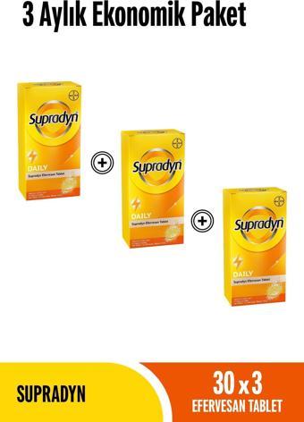 Supradyn 30x3 Efervesan Tablet 3 Aylık Düzenli Kullanım l Zeytin Polifenolü, Ginseng, Multivitamin Ve Mineral