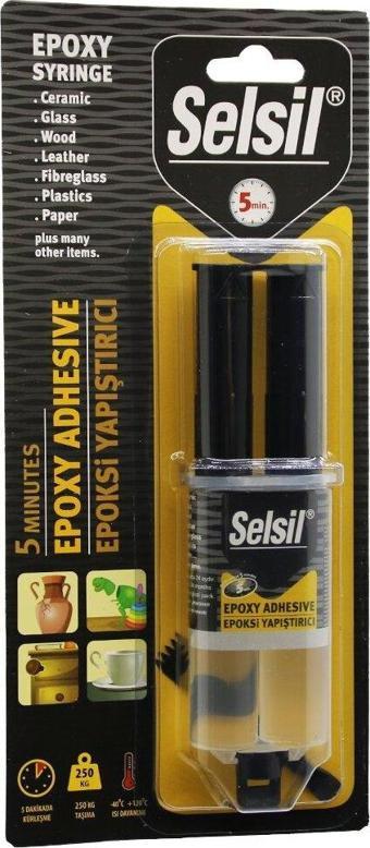 SELSİL EPOXY SYRINGE ADHESİVE ŞIRINGA EPOKSİ YAPIŞTIRICI 28GR. ALÜMİNYUM - CAM - PORSELEN - SERAMİK - AHŞAP - METAL-Find