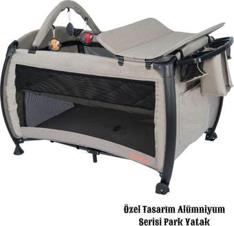 Maccon Prime Alüminyum Kasa Park Yatak Sallanır Cibinlikli Oyun Parkı Beşik 70X110 Cm