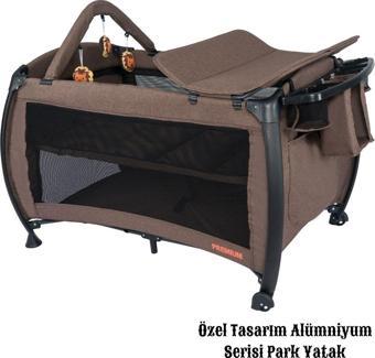 Maccon Prime Alüminyum Kasa Park Yatak Sallanır Cibinlikli Oyun Parkı Beşik 70X110 Cm