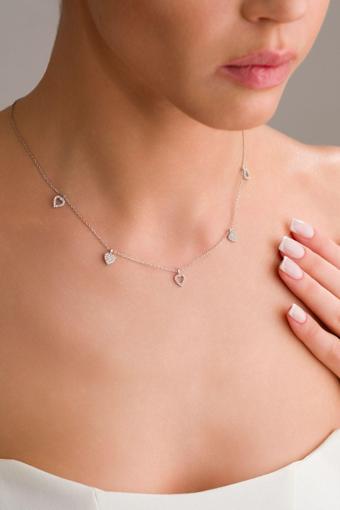 Bs Begisilver 925 Ayar Gümüş Sıralı Kalp Kolye