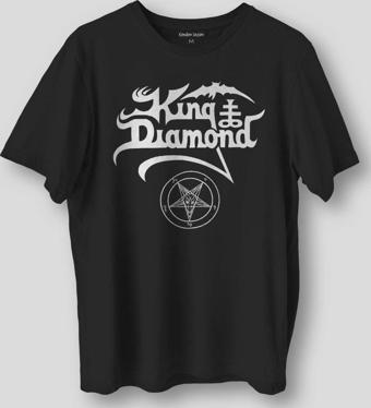 Siyah T-shirt  King Diamond Heavy Metal Mercyful Fate Guitar Gitar Baskılı  Unisex Tişört