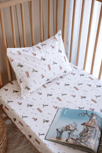 Tba Collection Bebek Boy Lastikli Çarşaf Seti | Woodland Ekru 70x110 cm