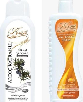 Kırıntı 2000 Ardıç Katranlı Bitkisel Şampuan 400 Ml + Argan Yağlı Yoğun Saç Bakım Kremi 400 Ml