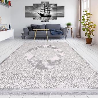 Crea Evren Koleksiyonu Desenli Gri-Bej Halı 13618