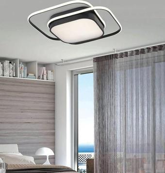 İkili Kare Led Plafonyer Avize Üç Renkli Siyah Renkli