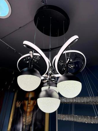 Papatya 3 Renk ( Sarı Beyaz Ve Gün Işığı ) Siyah Luxury Led Avize Concept