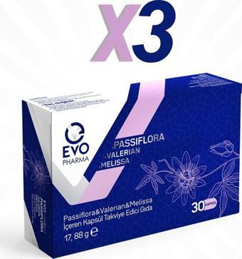 Evo Pharma Passiflora Ve Valerian Ve Melissa İçeren Takviye Edici Gıda 30 Kapsül 3 Adet